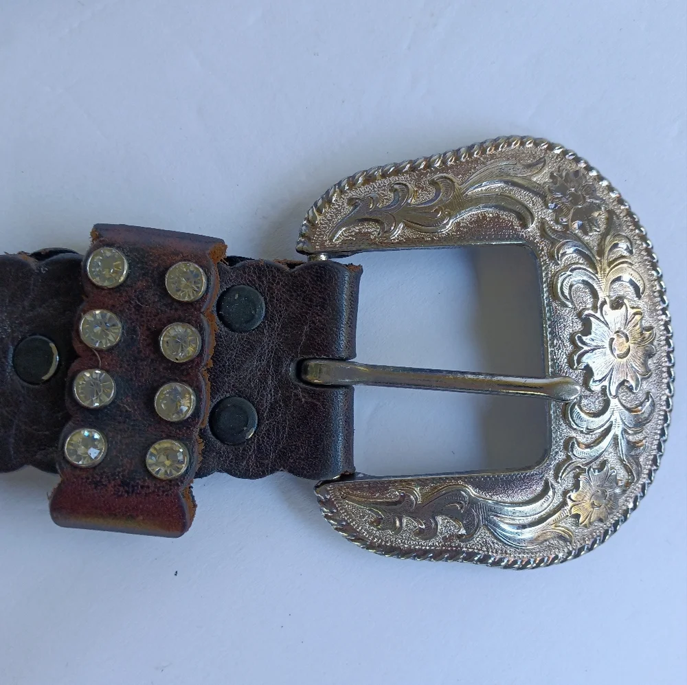 Nacona Vintage 1996 Leather Rhinestone Studded Belt